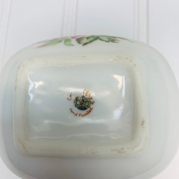 Handpainted Small Vase 4 x 3 x 2.5" Rose Gold Edges Handles - Picture 8 of 8